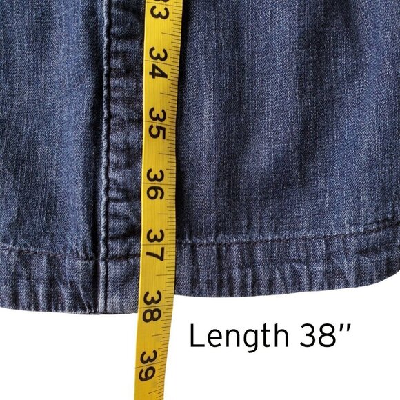 A New Day 100% Cotton Chambray Denim Shirtdress Deep Blue Cowgirl Tie Belt S - Picture 12 of 16
